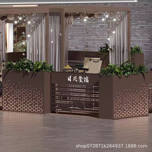 Outdoor iron flower box combination courtyard solar LED luminous flower pot Commercial Street road fence external flower trough