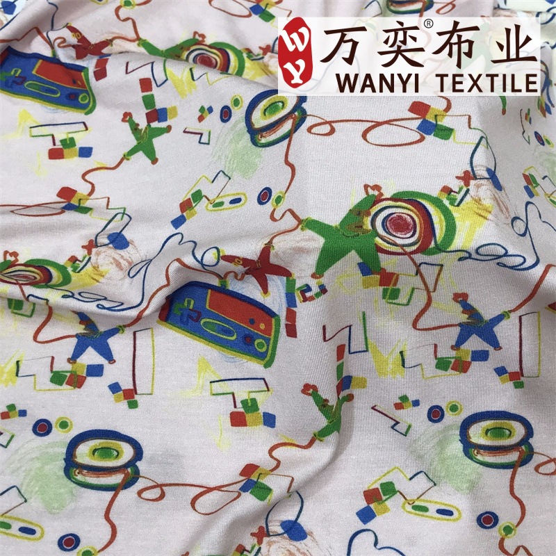 莫代尔小碎花面料 春夏针织人棉花朵家居服套装童装活性印花布