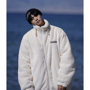 Imitation Rabbit Plush Clothes Men's Winter Embroidery Loose fleece-lined Thickened Cotton Clothes Men's Warm Jacket Mao Mao Clothes