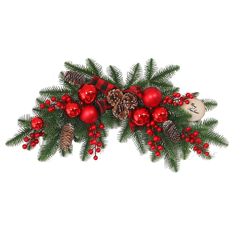 [En Stock al por mayor] Corona de Navidad decoración de Navidad árbol colgante de pared de ratán 405070cmPE cuerno Flor de Navidad