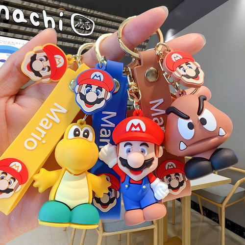 New cartoon game Super Mario Mario plush keychain ornament cute figurine auto key wholesale