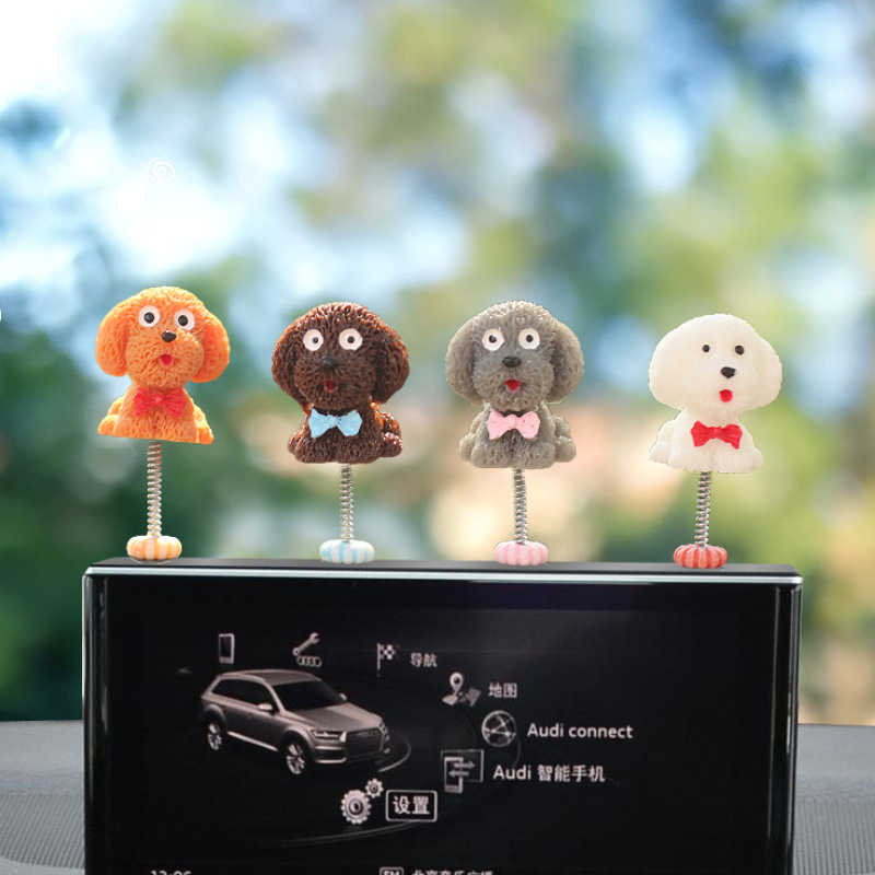 Cute perrito oscilante Halloween decoración de coche consola central de coche pantalla sacudiendo la cabeza decoración pequeña mujer