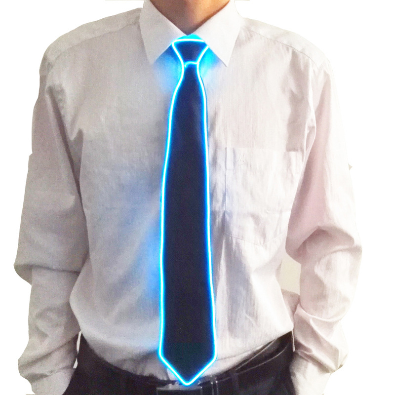 Corbata LED novedosa con luz EL para fiestas de disfraces, bares, accesorios de iluminación para discotecas, corbata intermitente con diez opciones de color.