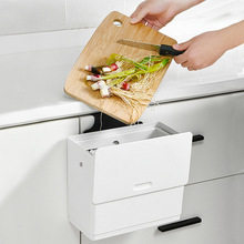 日本家用厨房垃圾桶悬挂客厅厨余壁挂式塑料筒橱柜门湿垃翻盖直销