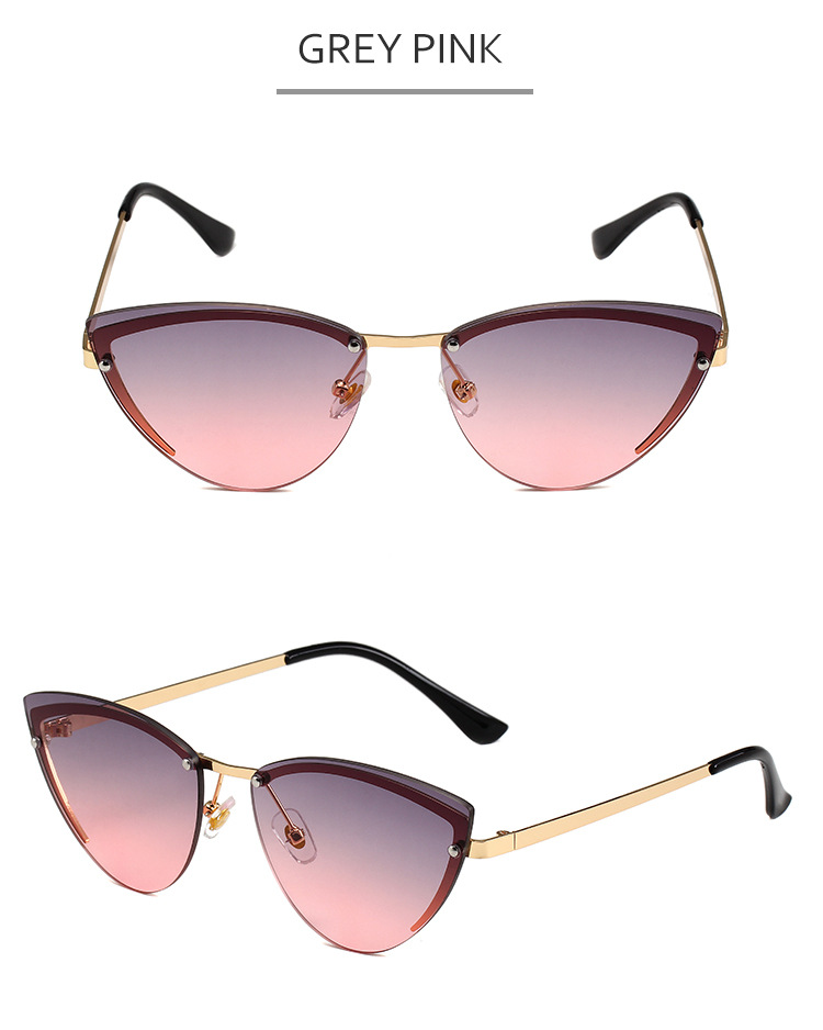 37g Weight Frameless Glasses Structure Sunglasses Classification PC, UV400 Protection Lens Material Cat Eye Glasses Style Travel, Street Occasion Solid Color Pattern Women's Gender Streetwear Style Streetwear Solid Color PC UV400 Protection Cat Eye Frameless Women's Sunglasses 11
