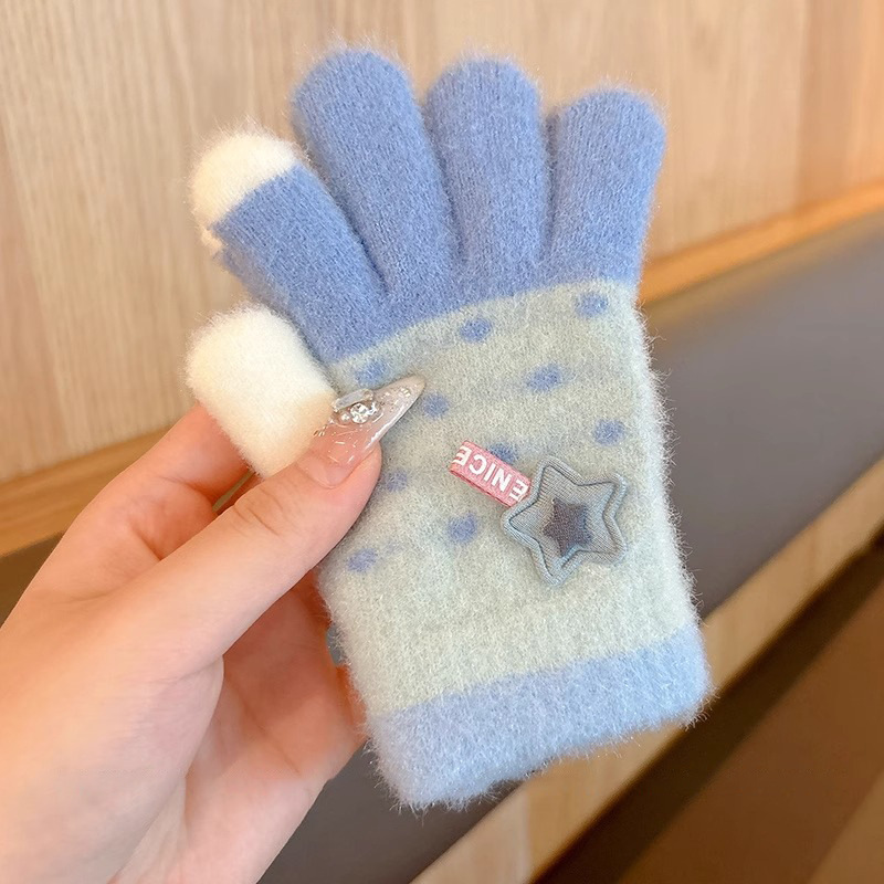 Niños guantes de punto dedos niños niñas bebés guantes de calentamiento de cinco dedos niños invierno