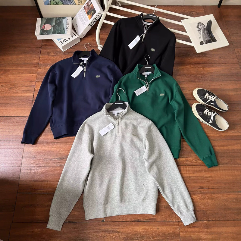 Cross-border spring and autumn half-high collar zip-up sweatshirt for men, casual long-sleeve outerwear with a fish-mouth design, knitted YU stand-up collar top Cross-border spring and autumn half-high collar zip-up sweatshirt for men, casual long-sleeve outerwear with a fish-mouth design, knitted YU stand-up collar top