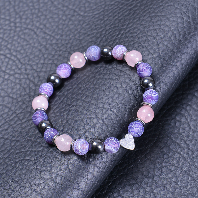 Retro Heart Shape natural stone Agate Beaded Bracelets 1 Piece