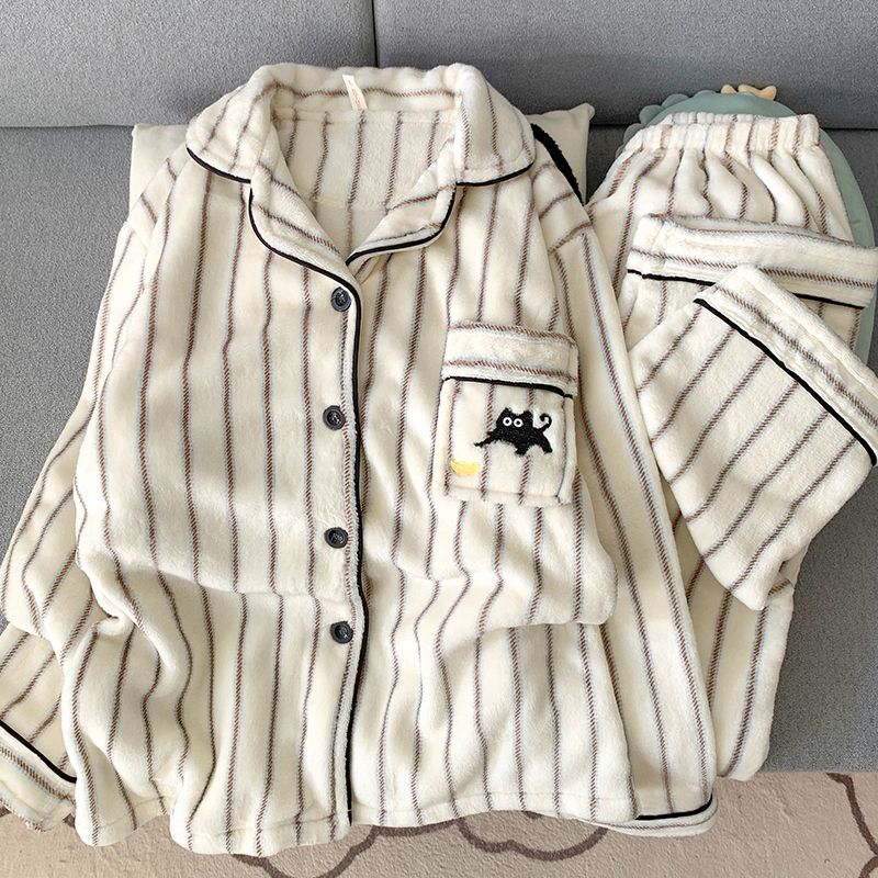 Cute Little Milk Dog Teen Couple Style Coral Velvet Soft Autumn and Winter Velvet Thickeneded Pajamas Men's Home Clothes