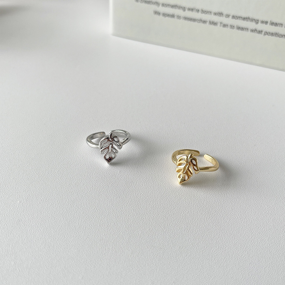 Simple Style Leaves Copper Hollow Out Open Ring