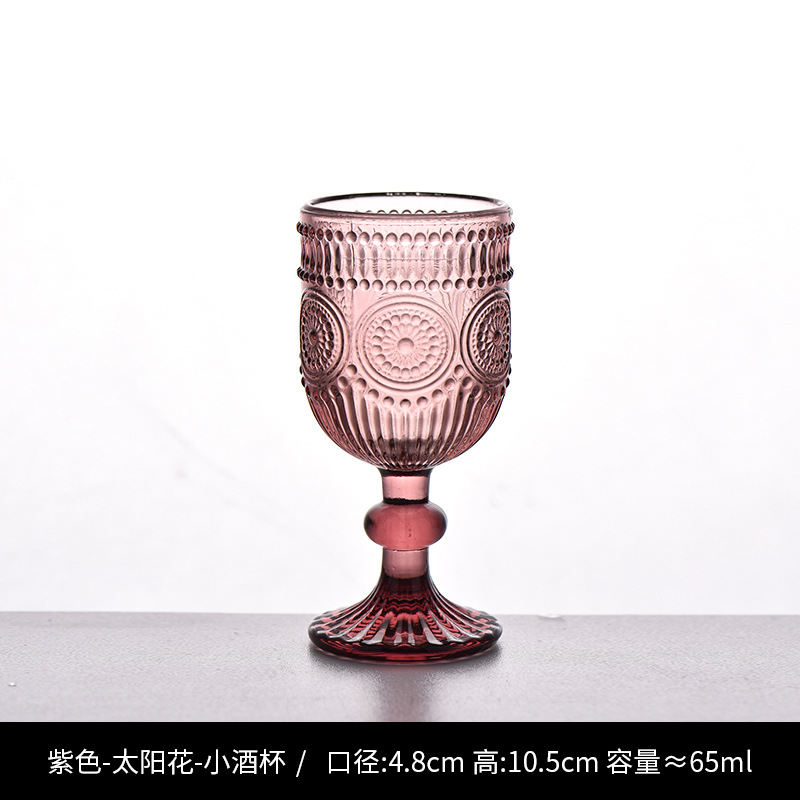 Copa de rayas verticales de vidrio retro europeo, copa de vino tinto, copa de postre alto de helado, copa de vino de frutas de uva de champán casero