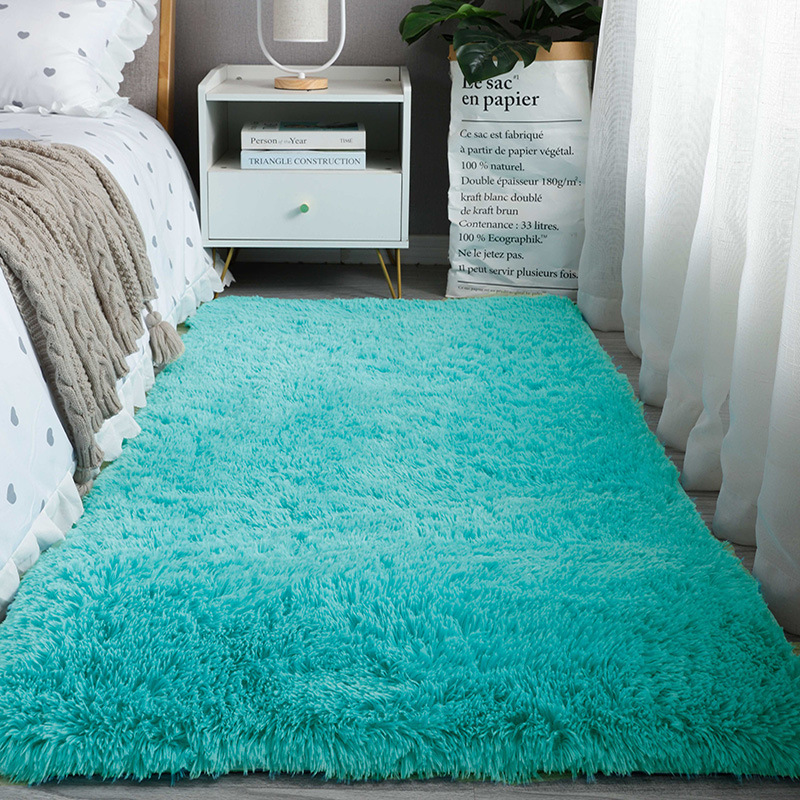 Alfombra teñida de seda sala de estar dormitorio alfombra roja alfombra de cama resistente a la suciedad fácil de cuidar alfombra de pierna alfombra de peluche de color sólido