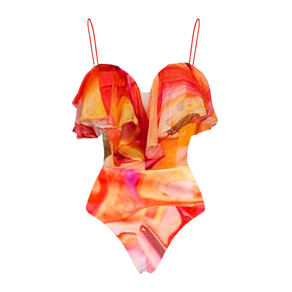 2026 trajes de baño europeos y estadounidenses nuevos trajes de baño unidos de borde de loto trajes de baño de playa set de vacaciones de mujeres transfronterizas