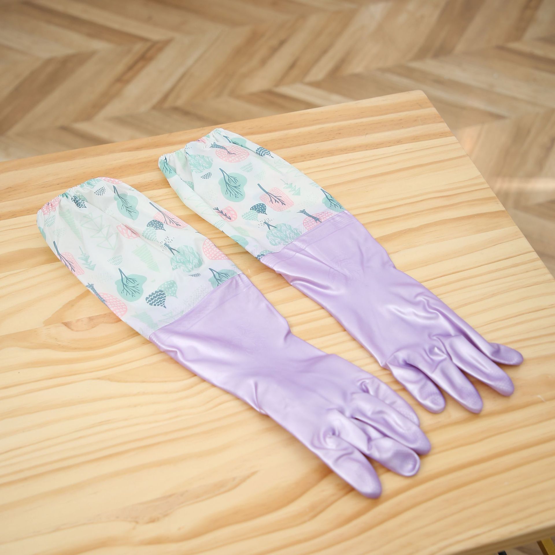 Dishwashing Gloves Flocked Long Thin Extended Dishwashing Gloves Durable Rubber Dishwashing Gloves Kitchen Supplies