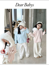 PYY不退不换 25女童冬 慵懒风小马刺绣可拆卸大毛领毛衣外套开衫