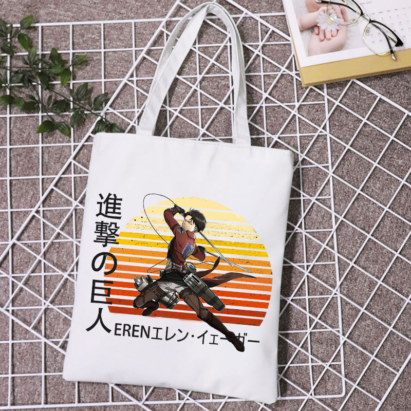 Ataque gigante en Titan perímetro bolsa de compras de lona de moda minimalista bolsas de hombro para estudiantes para hombres y mujeres
