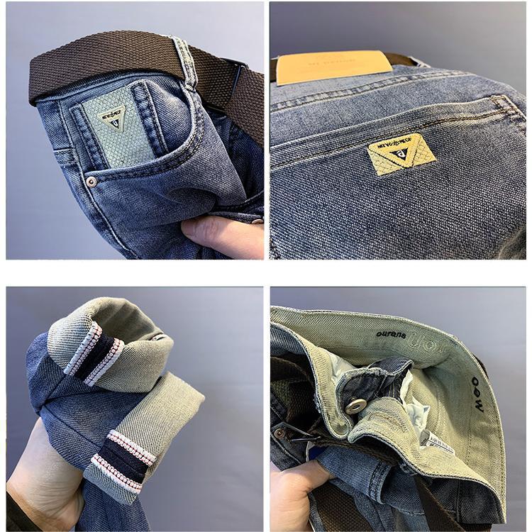 Pantalones vaqueros de primavera bordados de alta gama para hombres, pantalones largos microelásticos de moda, pantalones rectos pequeños para hombres nuevos 2024_voghion.com