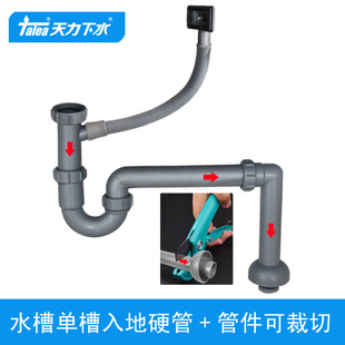 Tianli KitChen Sink Single-slot Door-to-ground Water Hard Pipe Sink Single-head Drain Pipe Can Be Cut GN021C023