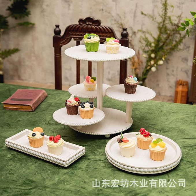 Cross-border wooden dessert rack cake tower solid wood multi-layer party dessert decoration display rack desktop table