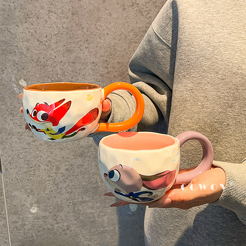 Mad Animal City Judinick taza de café de cerámica creativa taza de gran oreja taza de desayuno casero de alto valor