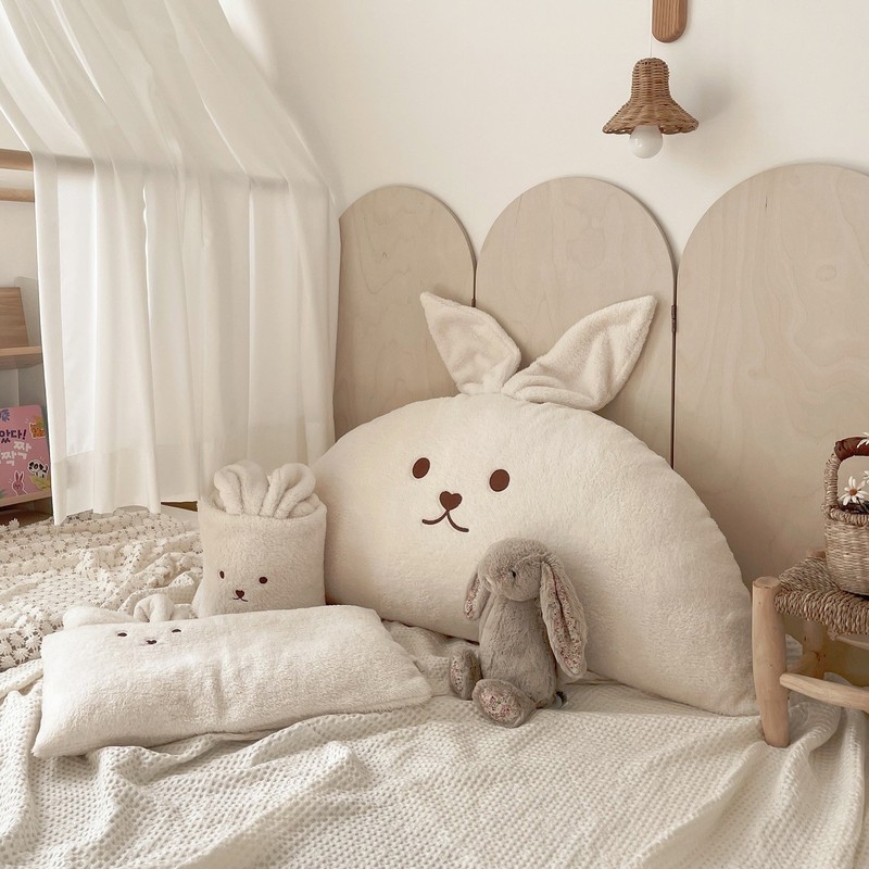 Ins風韓系ぬいぐるみのウサギの耳のベッドの上のクッション子供の部屋のベッドの上の枕のソファーの純色の異形の抱き枕|undefined