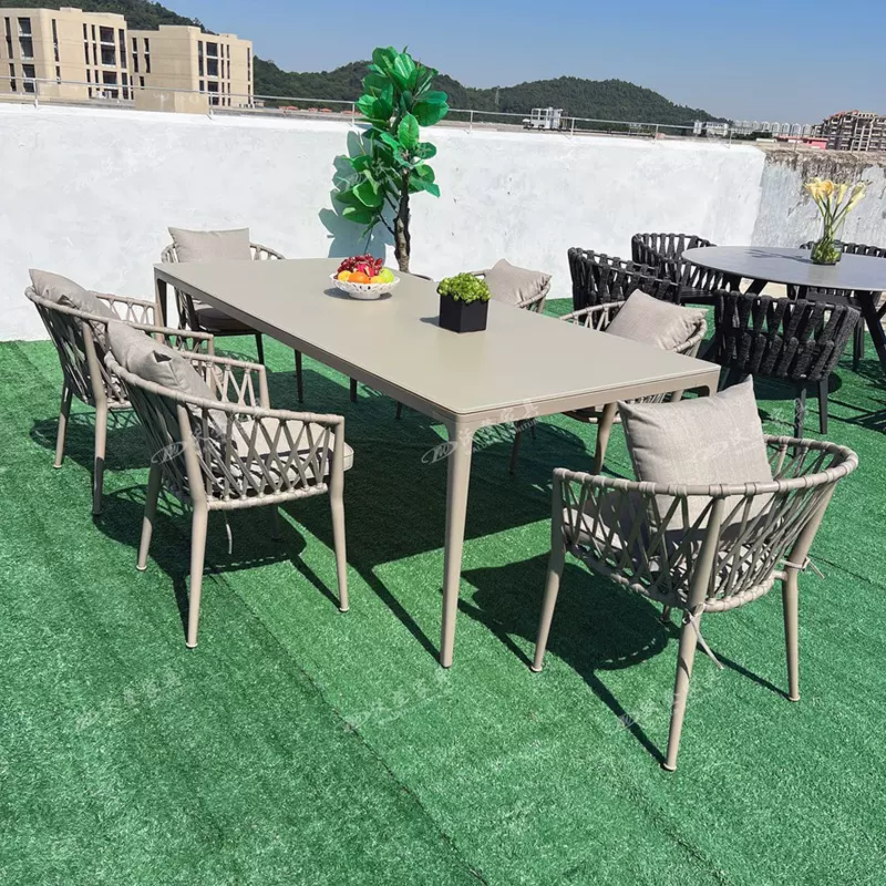 沃登室外庭院花园桌椅北欧咖啡厅藤椅样板房露台阳台家具藤艺桌子