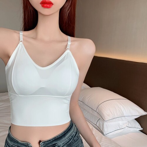 Summer new style ice silk beautiful back camisole women's short cross sexy bottoming wrap bra with tube top