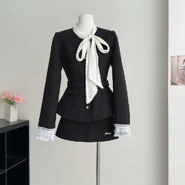 工厂 25新款新贵%富家千金小洋装套装裙女两件套秋冬西装外套短裙