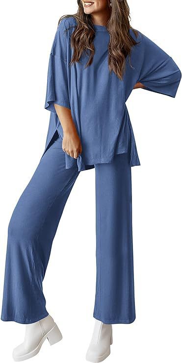 618g Weight Half Sleeve Sleeve Length Spandex, Polyester Fabric Type Pant Co-ord Set Sets Type 2 Pieces Set Quantity Daily Occasion Round Neck Neckline Loose Fit Type Solid Color Pattern Summer, Spring Season Women's Gender Casual Style Daily Women's Casual Solid Color Spandex Polyester Pant Co-ord Set Pants Sets 30