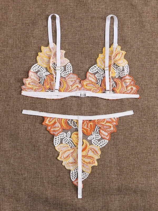 (Cross-border trading), sexy underwear, retro set, European style, with embroidery, flowered