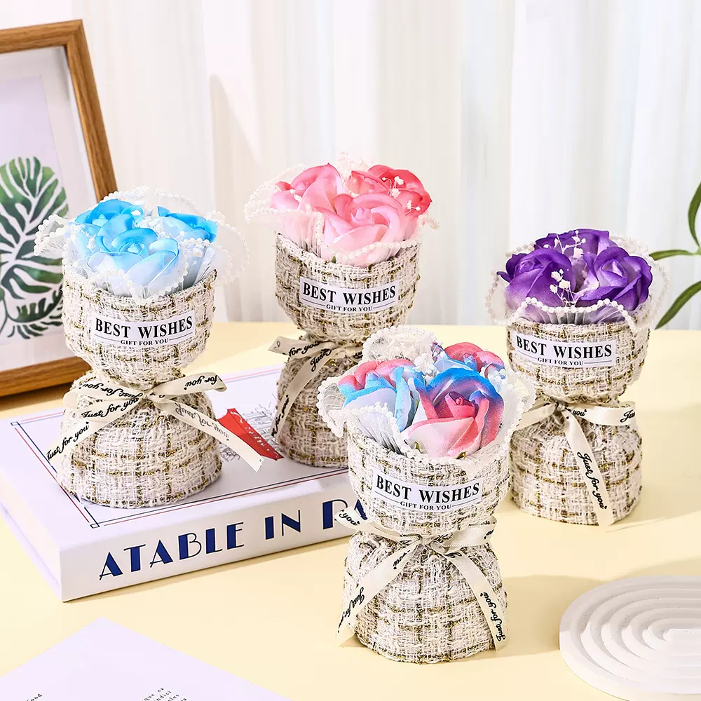 七夕节礼物小香风玫瑰花束情人节跨境外贸干花礼物批发活动伴手礼