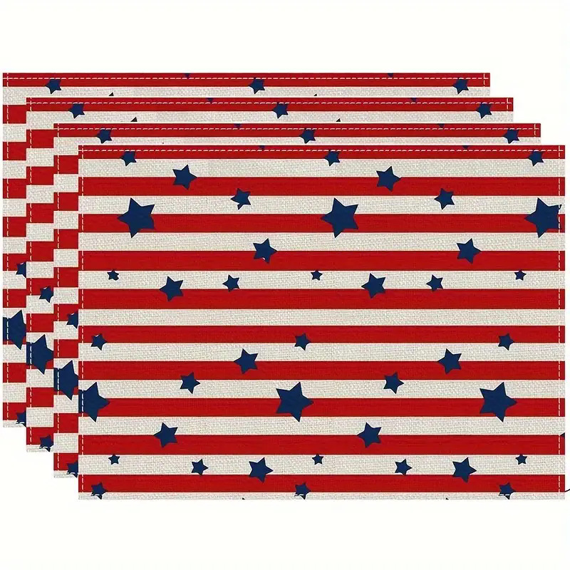 Transfronterizos lino almohadilla de mesa Aliexpress TEMU Amazon almohadilla de mesa cuadrada búfalo rojo almohadilla de Navidad Día de la Independencia