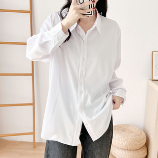 8301 Long Sleeve Cotton Shirt Women's Simple Temperament OL Professional Formal Dress Large Size Fat mm300 Jin Wearable Tooling