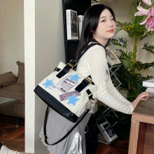 跨境大容量星星Y2K辣妹手提托特包女时尚潮流单肩帆布包时尚百搭