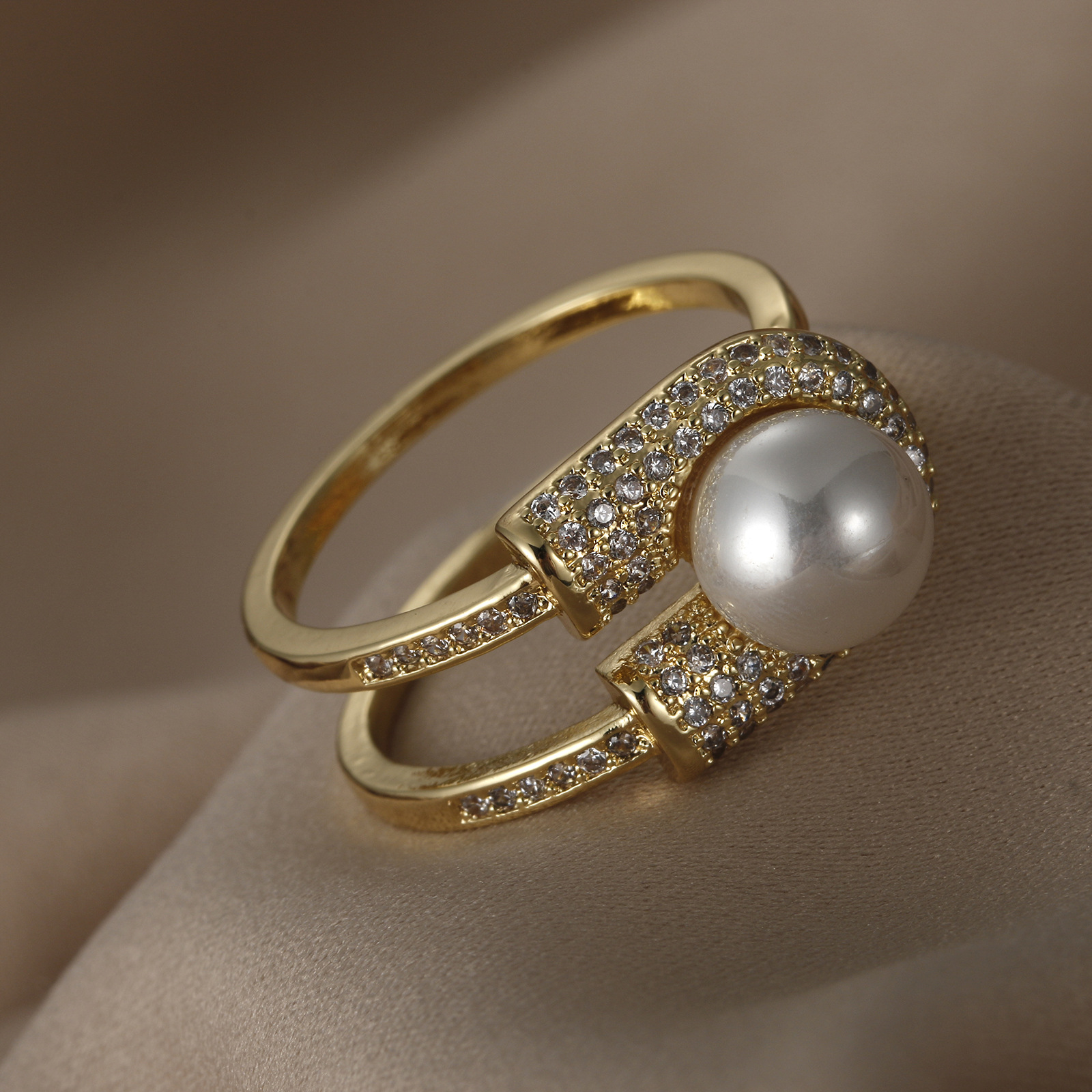 Simple Style U Shape Copper Inlay Zircon Open Ring 1 Piece