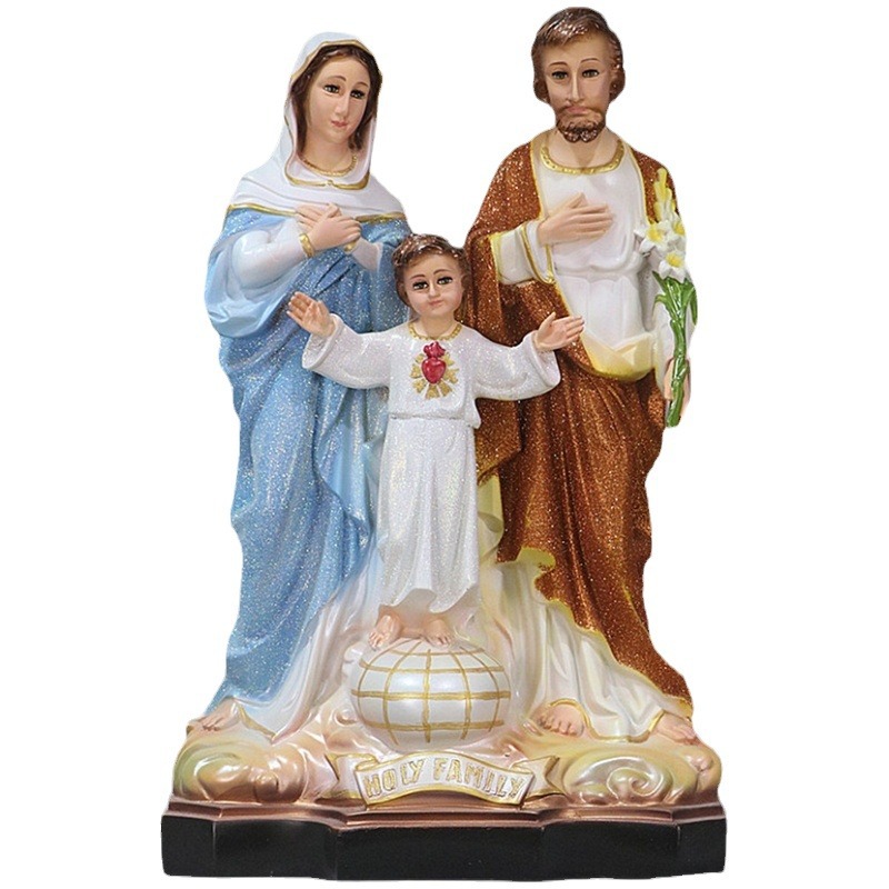 60cm Sagrada Familia de tres miembros de la Virgen José decoración de la estatua de la iglesia de la casa decoración de la sala de estar