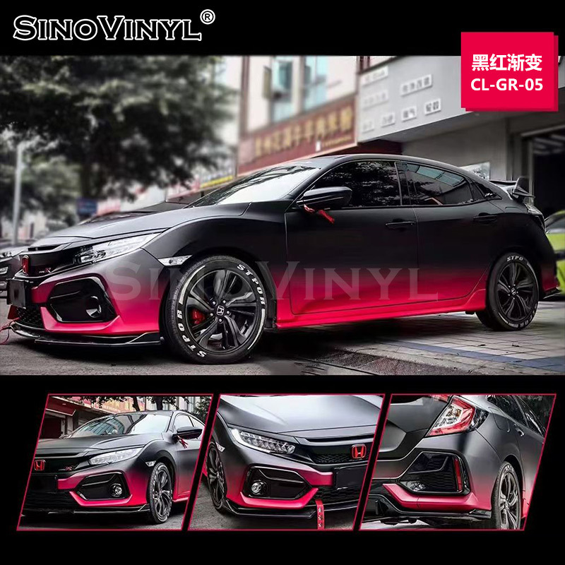 Carlake gradiente de color que cambia la película del coche especial que cambia de color blanco mate degradado película del coche Brillante Blanco Rosa modificación del cuerpo