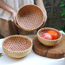 手工越南竹编制品簸箕收纳筐水果篮家用装饰篮摆件厨房馒头收纳筐