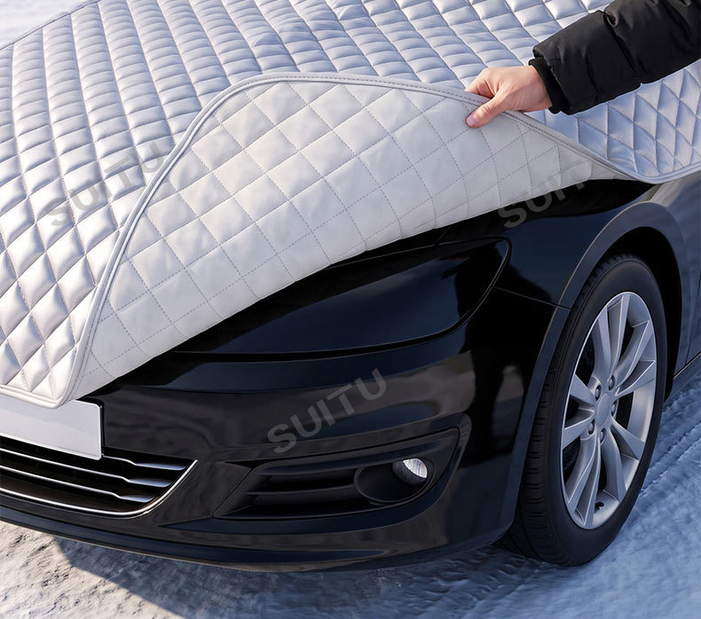 Car windshield snow cover, winter thickened frost and freeze protection, sunshade, and heat insulation half-car cover