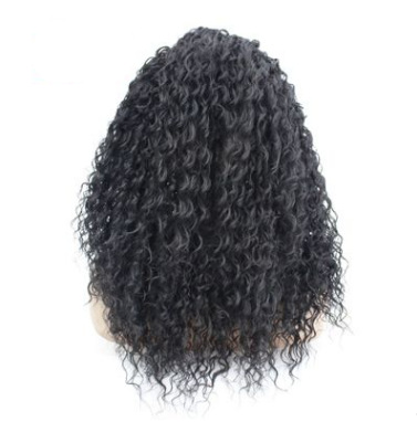 Europa y América de moda negro cabeza de burbuja pequeña fibra química de encaje frente a la mitad de gancho peluca cubierta de pelo LW0148