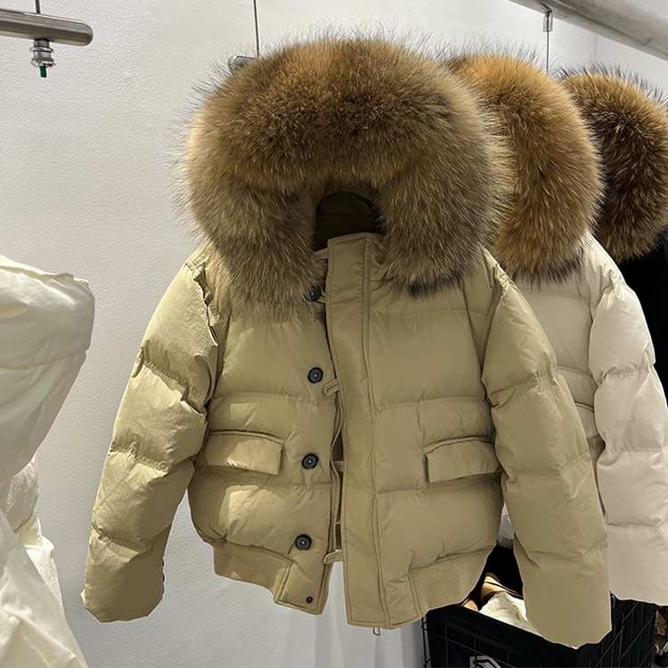 Down jacket, Korean style, oversize, increased thickness, fur‑trimmed hood
