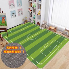 シンプルなグリーン家庭用室内サッカートレーニングマット汚れに強い滑り止め水晶パイルマット耐磨耗マット