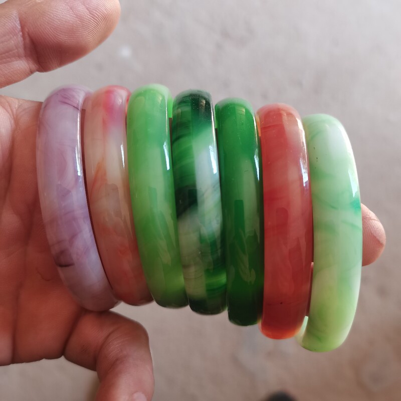 Manufacturer Wholesale Glass Imitation Jade Bracelet Imitation Jade Agate Promotion Street Stall Live Broadcast Gift Flat Bar Bracelet
