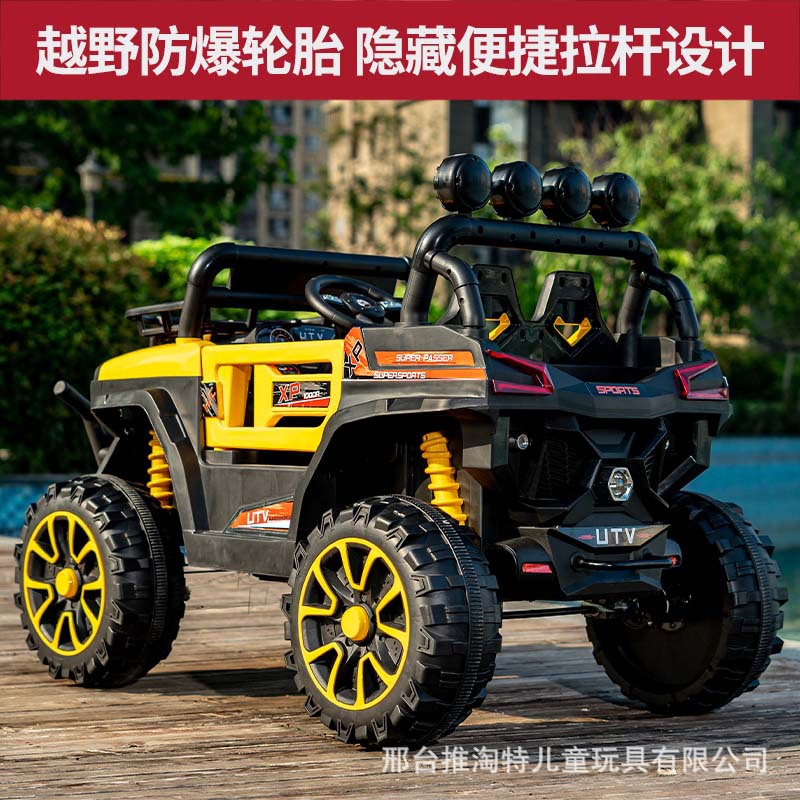 Coche eléctrico para niños de gran tamaño, vehículo todoterreno de cuatro ruedas, control remoto para niños y niñas, batería de cochecito recargable con tracción en las cuatro ruedas grande