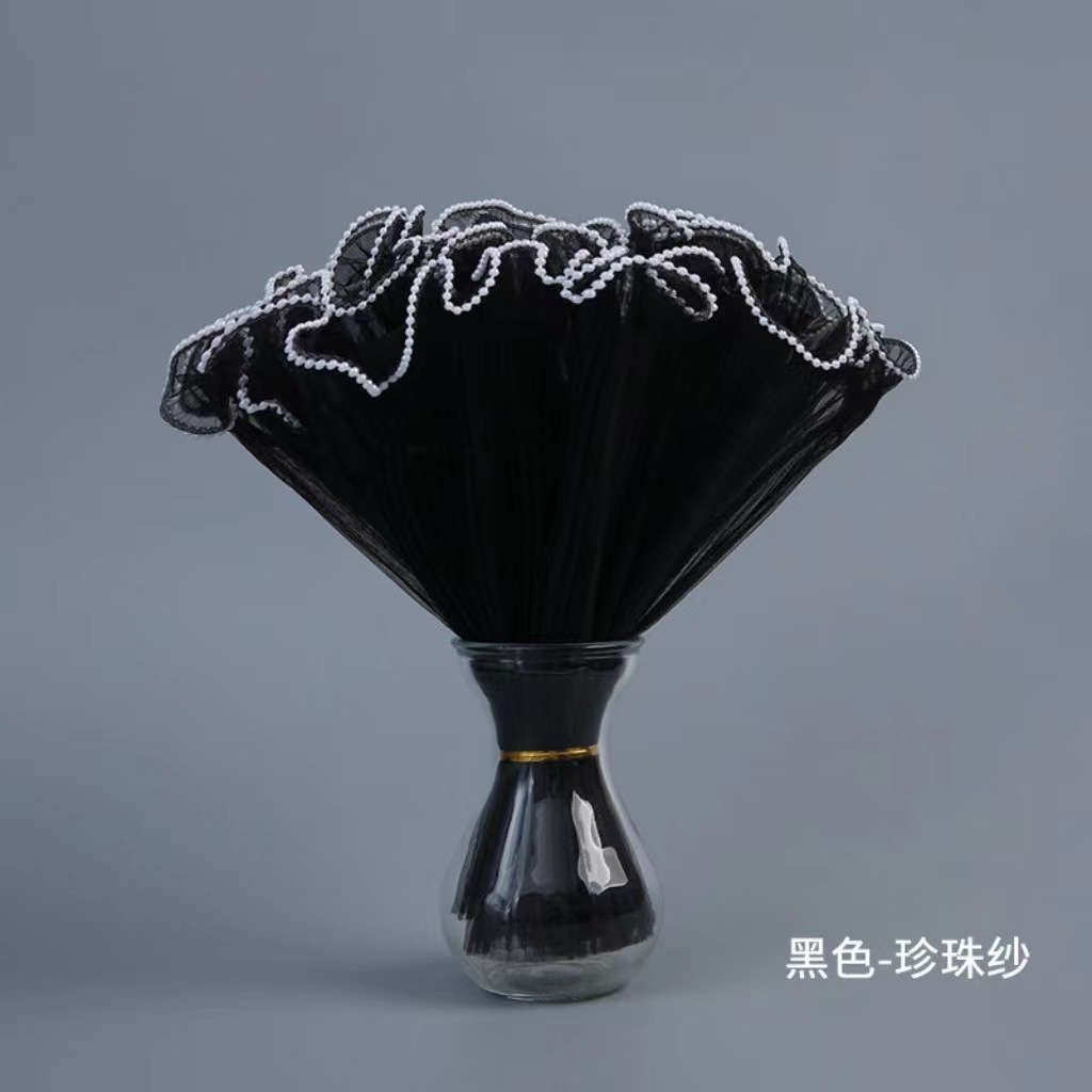 Perla de hilo de aerosol flor embalaje borde de la onda ramo de hilo DIY hornear decoración de la torta de la tienda de flores material al por mayor