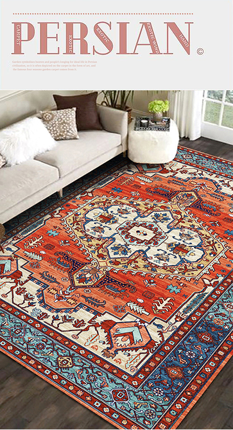 波斯客厅地毯,复古民族风地毯,欧美地毯,波西米亚卧室床边毯,条纹地毯