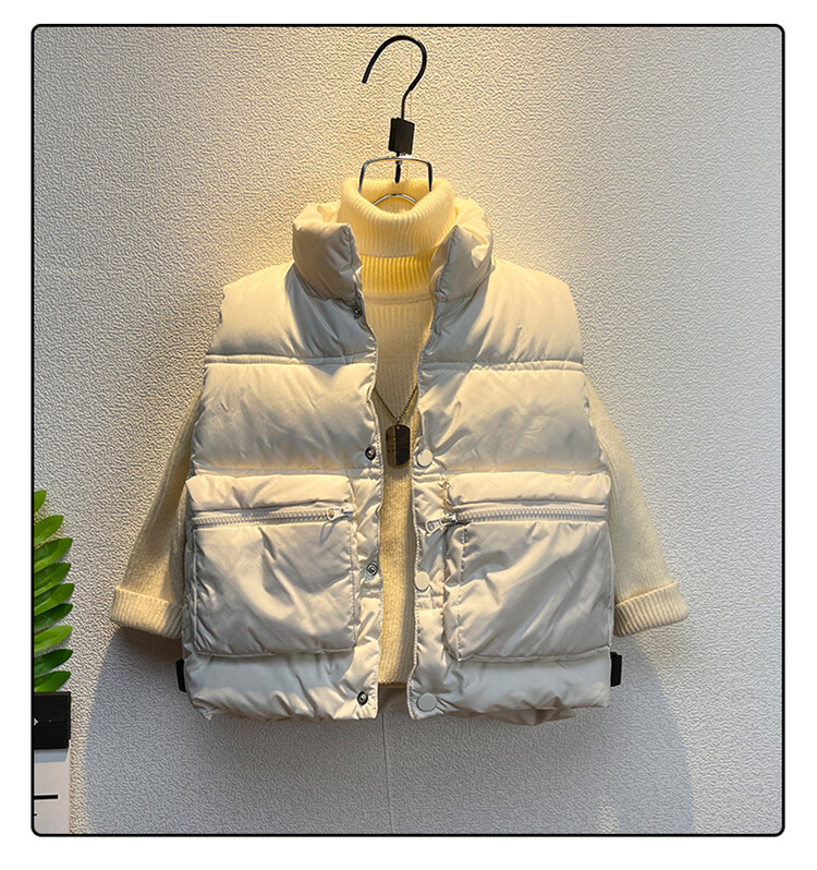 Βαμβακερό γιλέκο για αγόρια διπλή τρισδιάστατη τσάντα στα τέλη του φθινοπώρου, αμάνικο συν, παιδικός χειμώνας_voghion.com