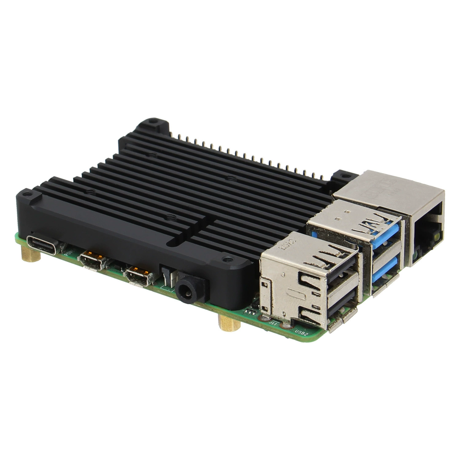 Raspberry Pi 4B, алюминиевый радиатор-накладка с вентилятором, комплект с медными стойками