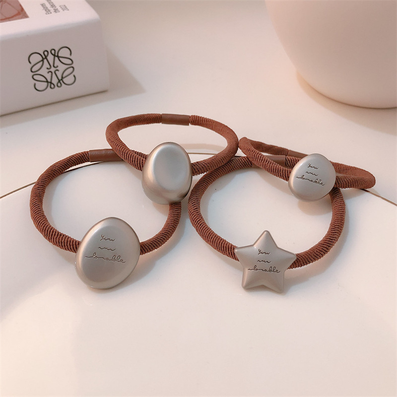 Estrellas metálicas irregulares anillo de cabello temperamento joven de alta elástica cola de caballo cuerda simple banda de goma adornos de cabello