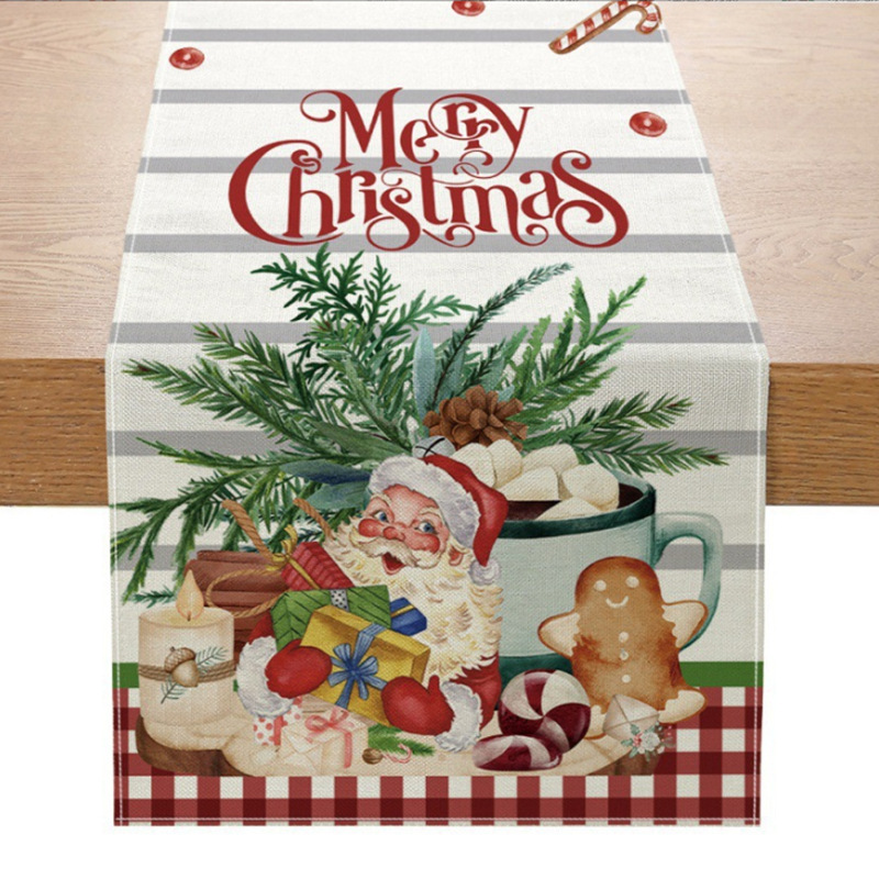 temujit クロスボーダー Amazon 新しいクリスマステーブルフラグ冬クリスマスプリントテーブルマットカスタマイズ可能|undefined